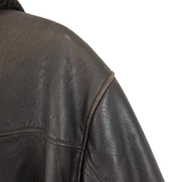 RC Comstock Expedition Aviator Flight Bomber Jacket Brown Leather Faux Fur Lined - Picture 9 of 16